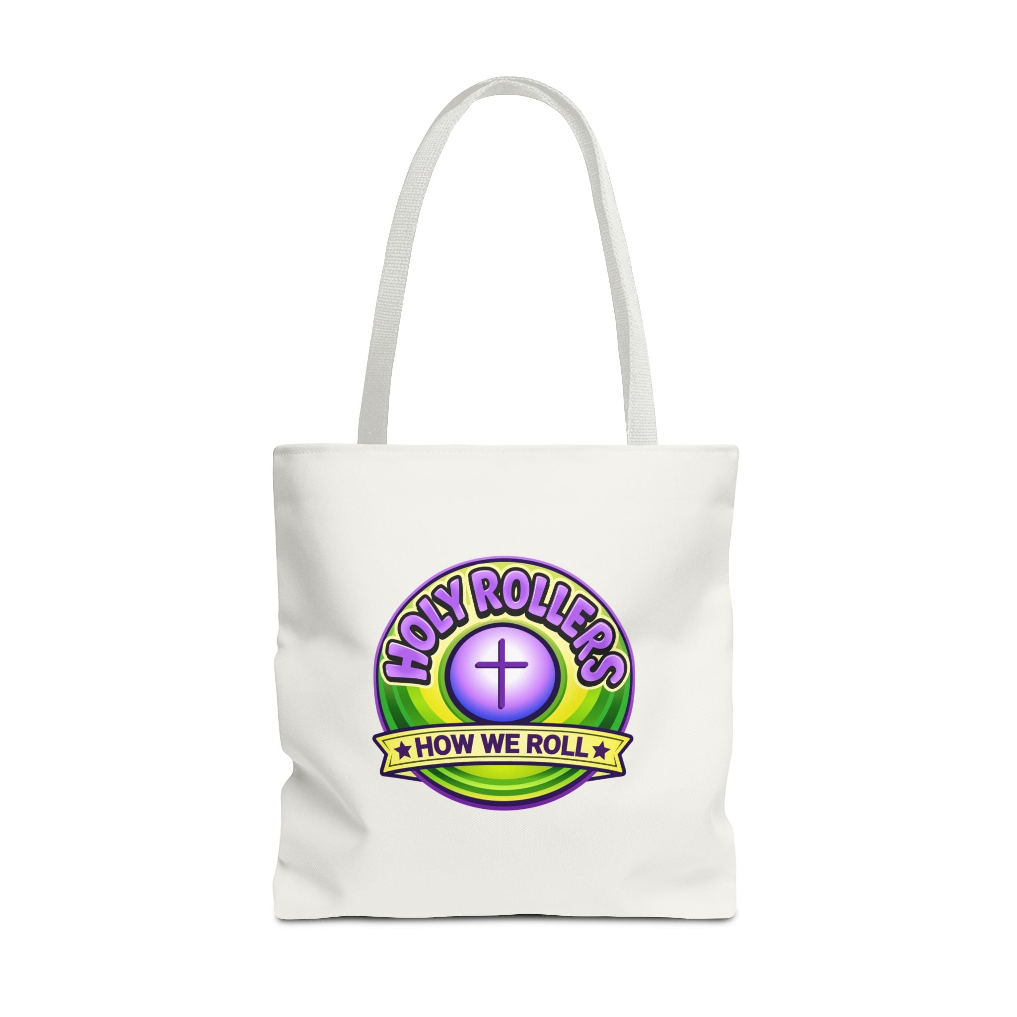 Holy Rollers Christian apparel: Christian Tote Bag — "Walk by Faith" / "Holy Rollers" Inspirational Canvas Tote