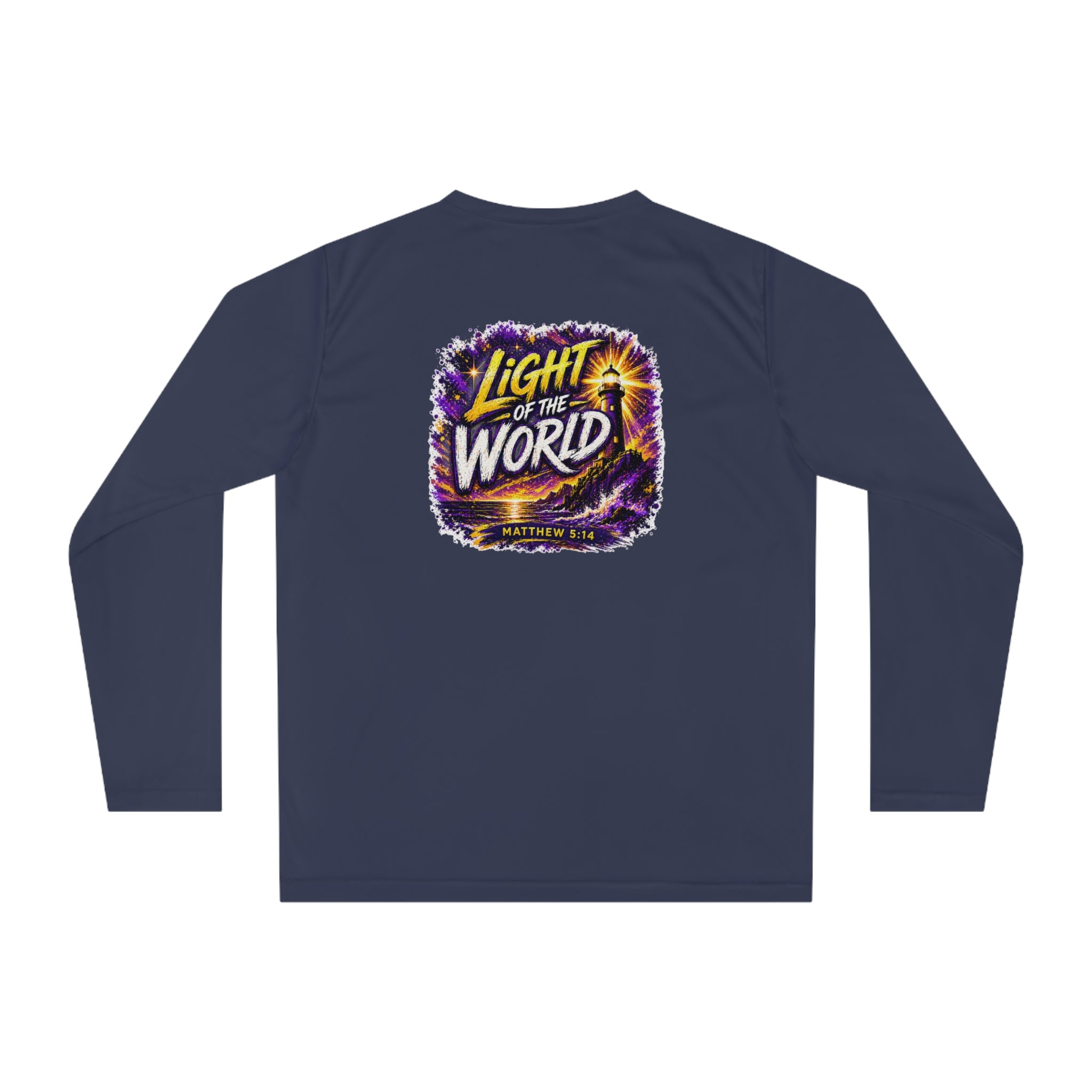 Holy Rollers Christian apparel: Holy Rollers Performance Long Sleeve — "Light of the World" Christian Shirt