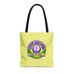 Christian Tote Bag — "Saved By Grace" / "Holy Rollers" Inspirational All-Over Print