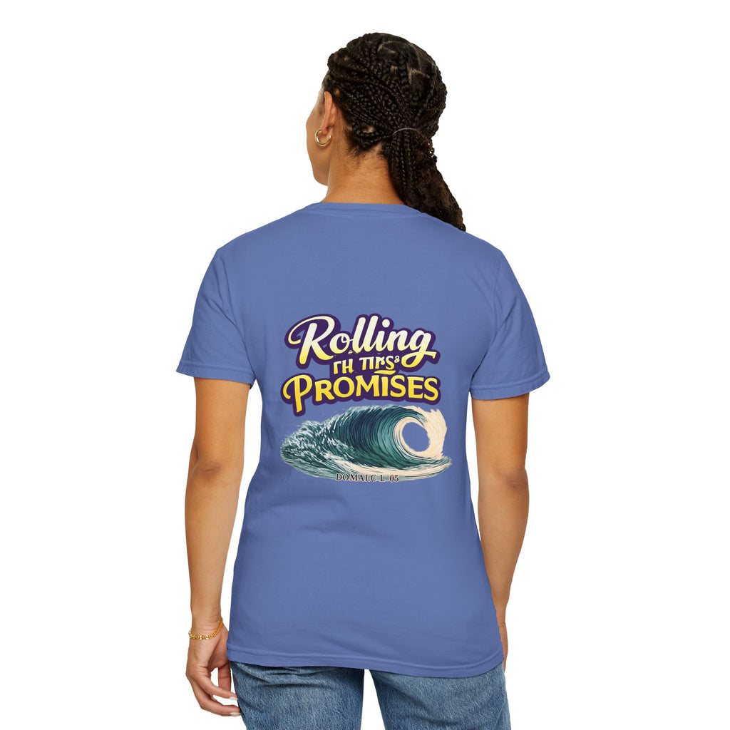 Holy Rollers Christian apparel thumbnail: Rolling in His Promises Holy Rollers T-shirt | Joyful Faith Christian Message