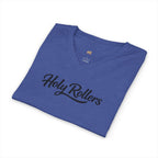 Holy Rollers word-logo t-shirt | Holy Rollers How We Roll V-neck