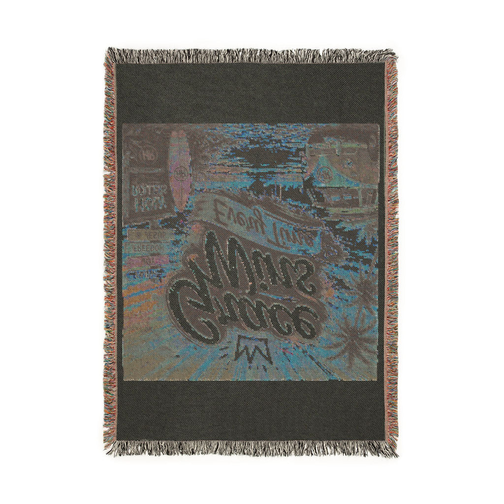 Holy Rollers Christian apparel thumbnail: Woven Blanket - Grace Wins Vintage Coastal Throw (Retro Palm Sunset Design)