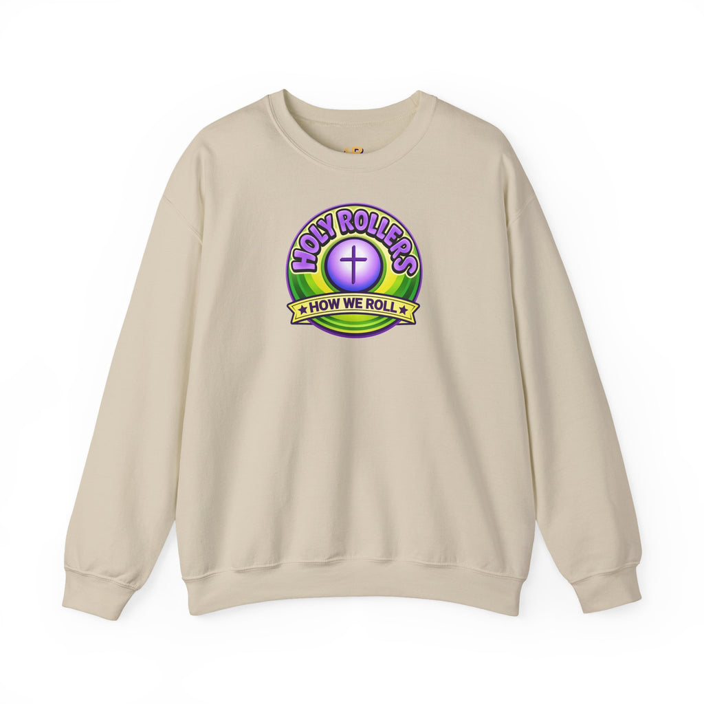Holy Rollers Christian apparel thumbnail: Holy Rollers How We Roll sweatshirt | Christian faith crewneck