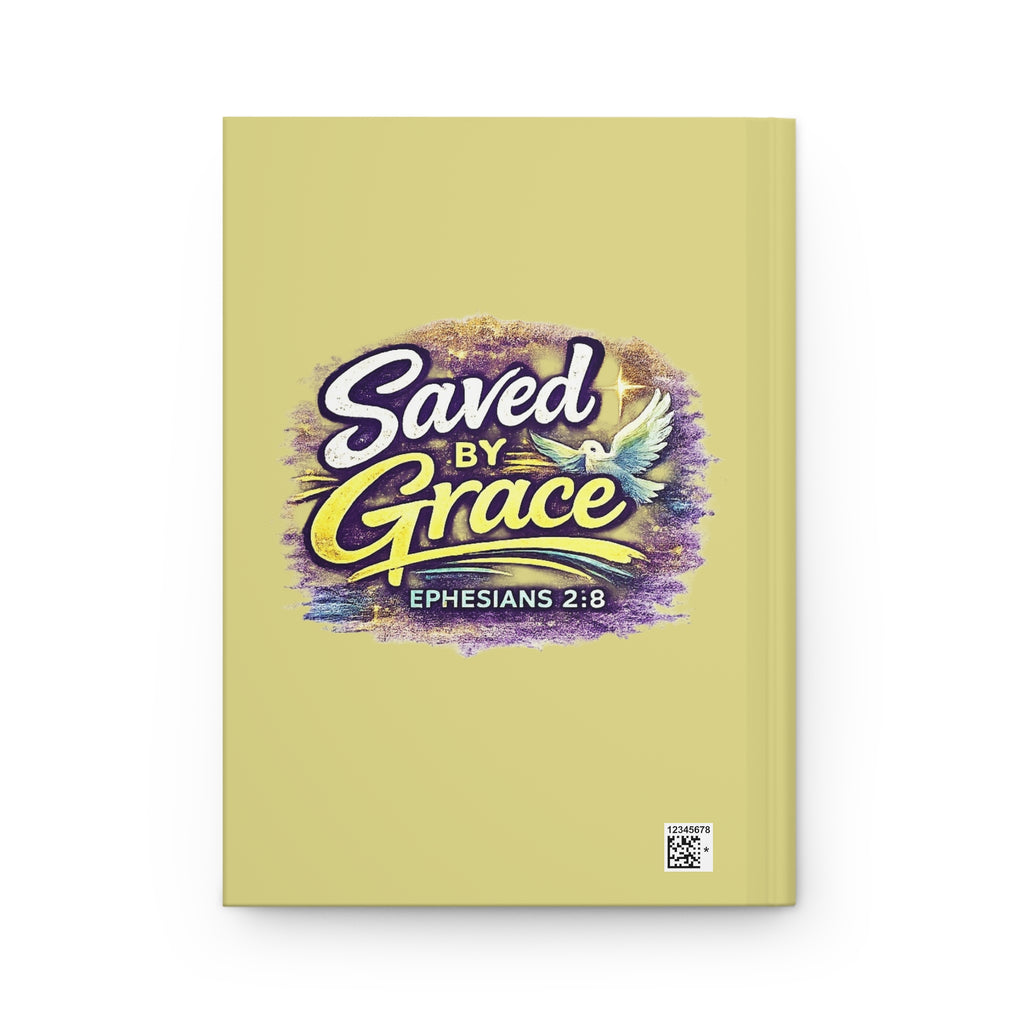 Holy Rollers Christian apparel thumbnail: Christian Journal — "Saved By Grace" Hardcover Notebook (Holy Rollers Design)