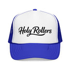 Holy Rollers Foam Trucker Hat | Script Logo, Black & White Mesh