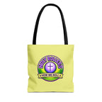 Christian Tote Bag — "Saved By Grace" / "Holy Rollers" Inspirational All-Over Print