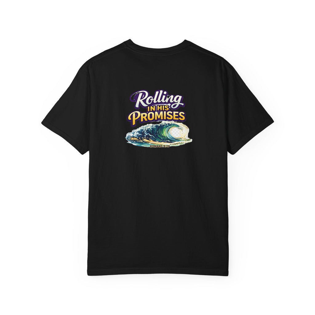 Holy Rollers Christian apparel thumbnail: Rolling in His Promises Holy Rollers T-shirt | Joyful Faith Christian Message