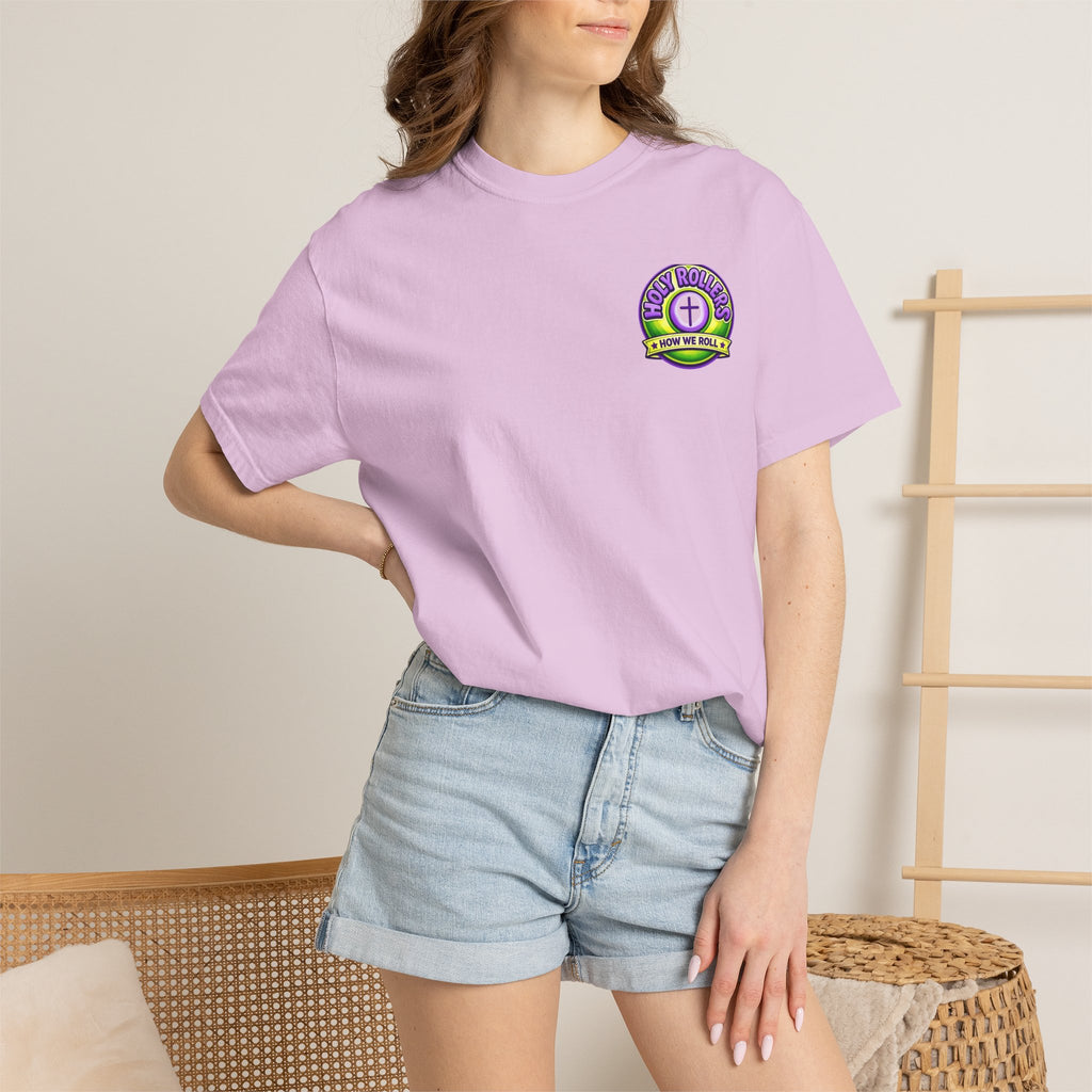 Holy Rollers Christian apparel thumbnail: Holy Rollers How We Roll faith tee | Colorful Uplifting Gospel HR T-shirt
