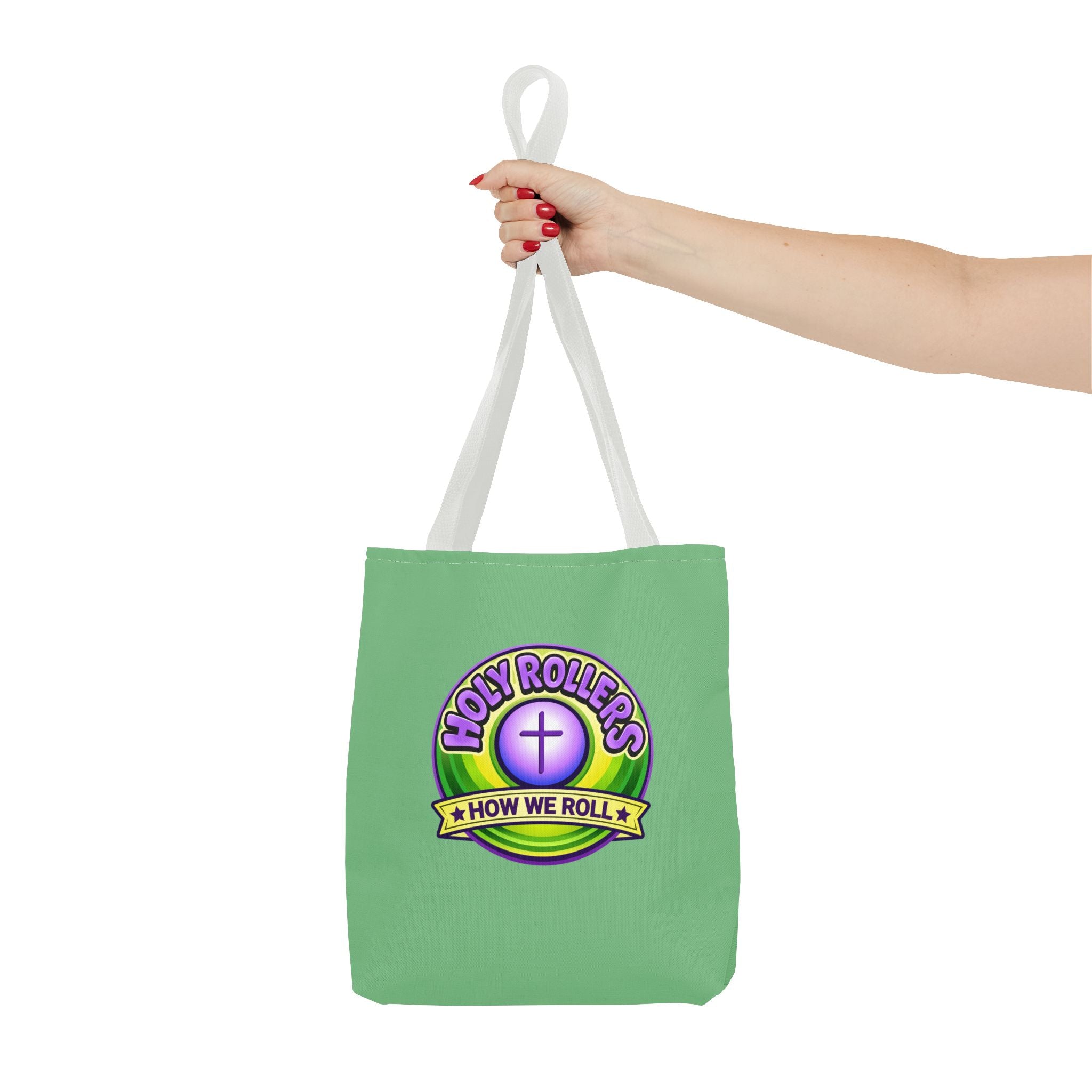 Holy Rollers Christian apparel: Christian Tote Bag — "Rolling in His Promises" / Holy Rollers Design