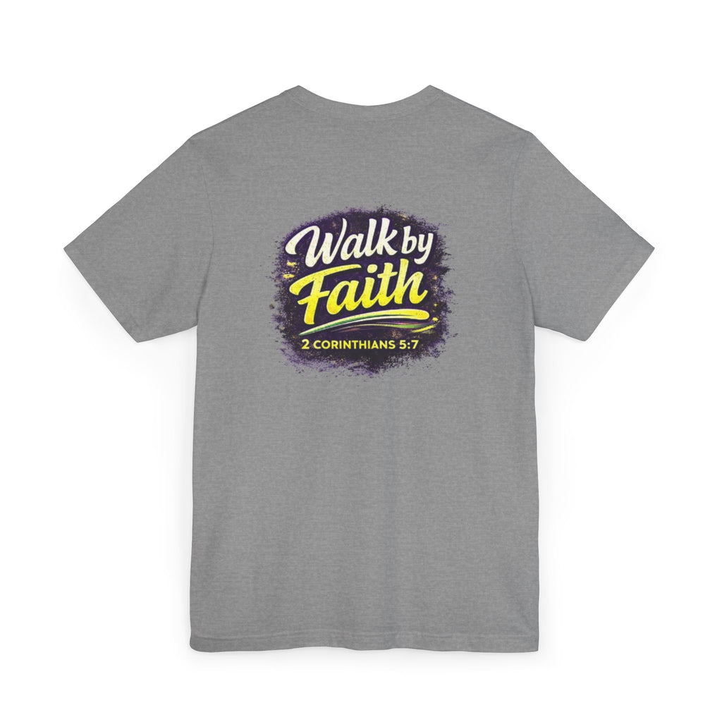 Holy Rollers Christian apparel thumbnail: Walk by Faith Holy Rollers T-Shirt | Uplifted Confident Joyful Faith Tee