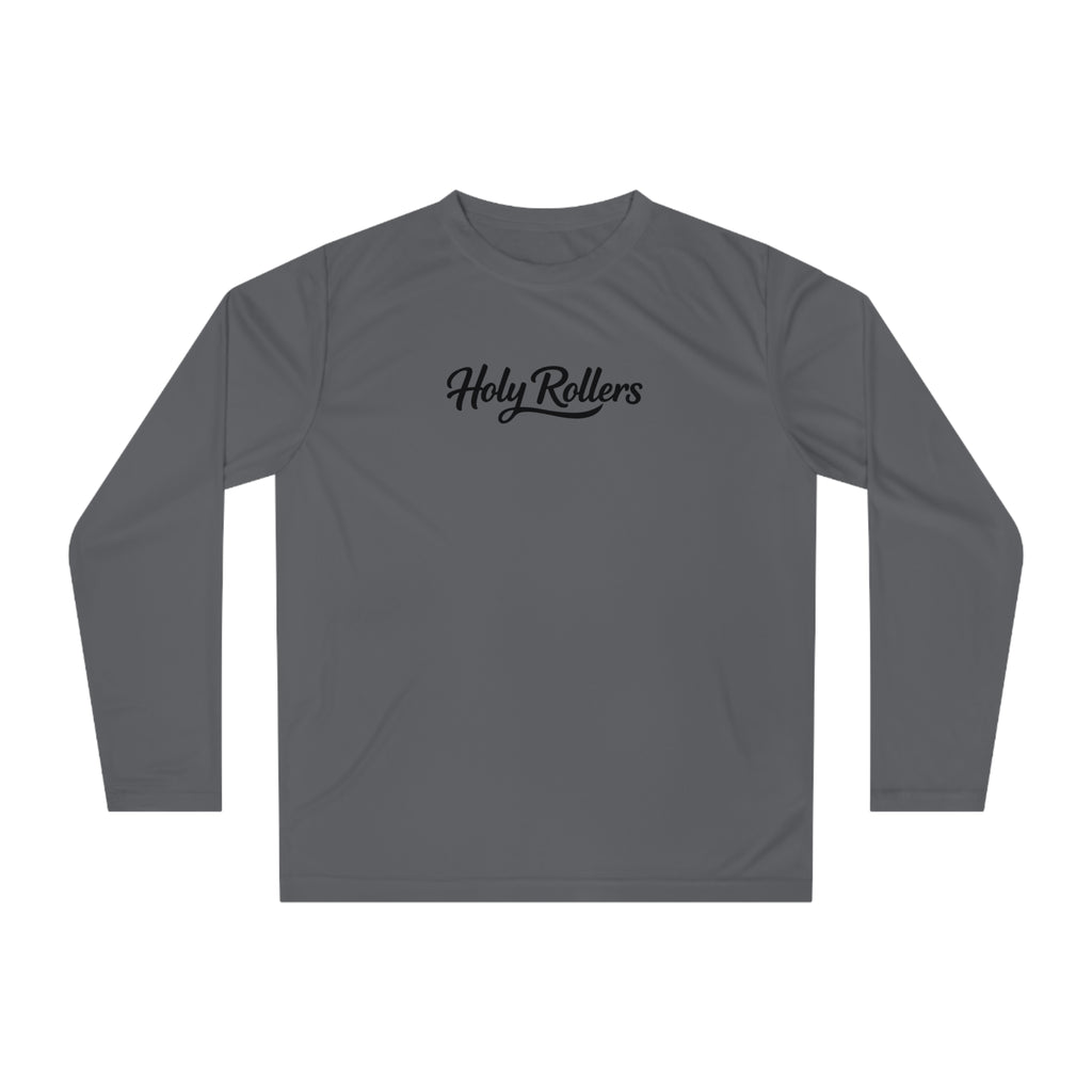 Holy Rollers Christian apparel thumbnail: Holy Rollers Performance Long Sleeve — "Not Perfect Just Forgiven" Beach Christian Shirt
