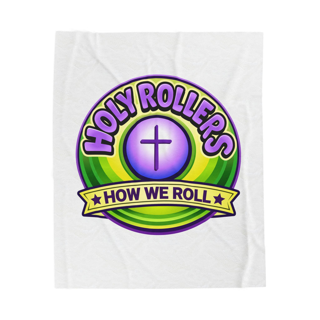 Holy Rollers Christian apparel thumbnail: Velveteen Plush Blanket — “Holy Rollers: How We Roll” Christian Charity Throw