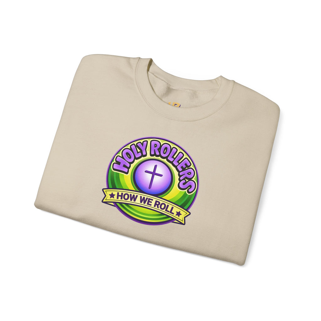 Holy Rollers Christian apparel thumbnail: Holy Rollers How We Roll sweatshirt | Christian faith crewneck