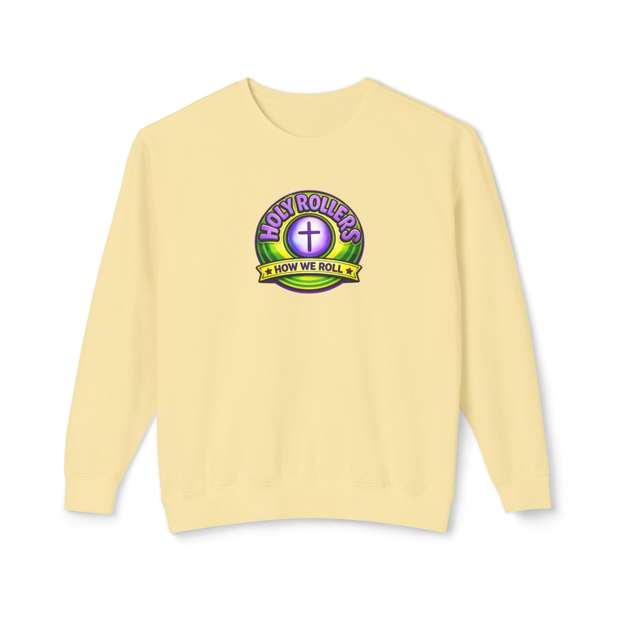 Holy Rollers Christian apparel: Holy Rollers Cross logo sweatshirt | Faith Over Fear graphic sweatshirt