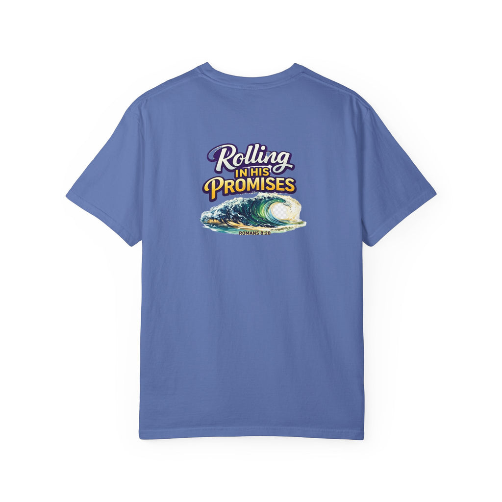 Holy Rollers Christian apparel thumbnail: Rolling in His Promises Holy Rollers T-shirt | Joyful Faith Christian Message