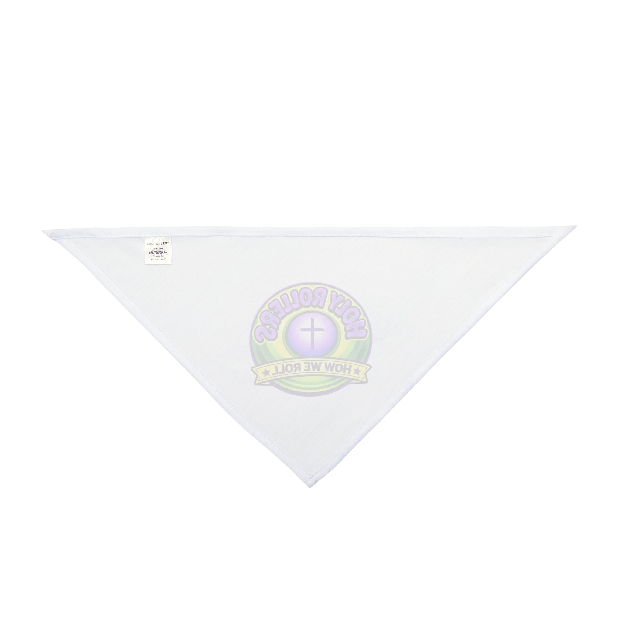 Holy Rollers Christian apparel: Pet Bandana — "Holy Rollers: How We Roll" Purple & Green Logo Dog Bandana