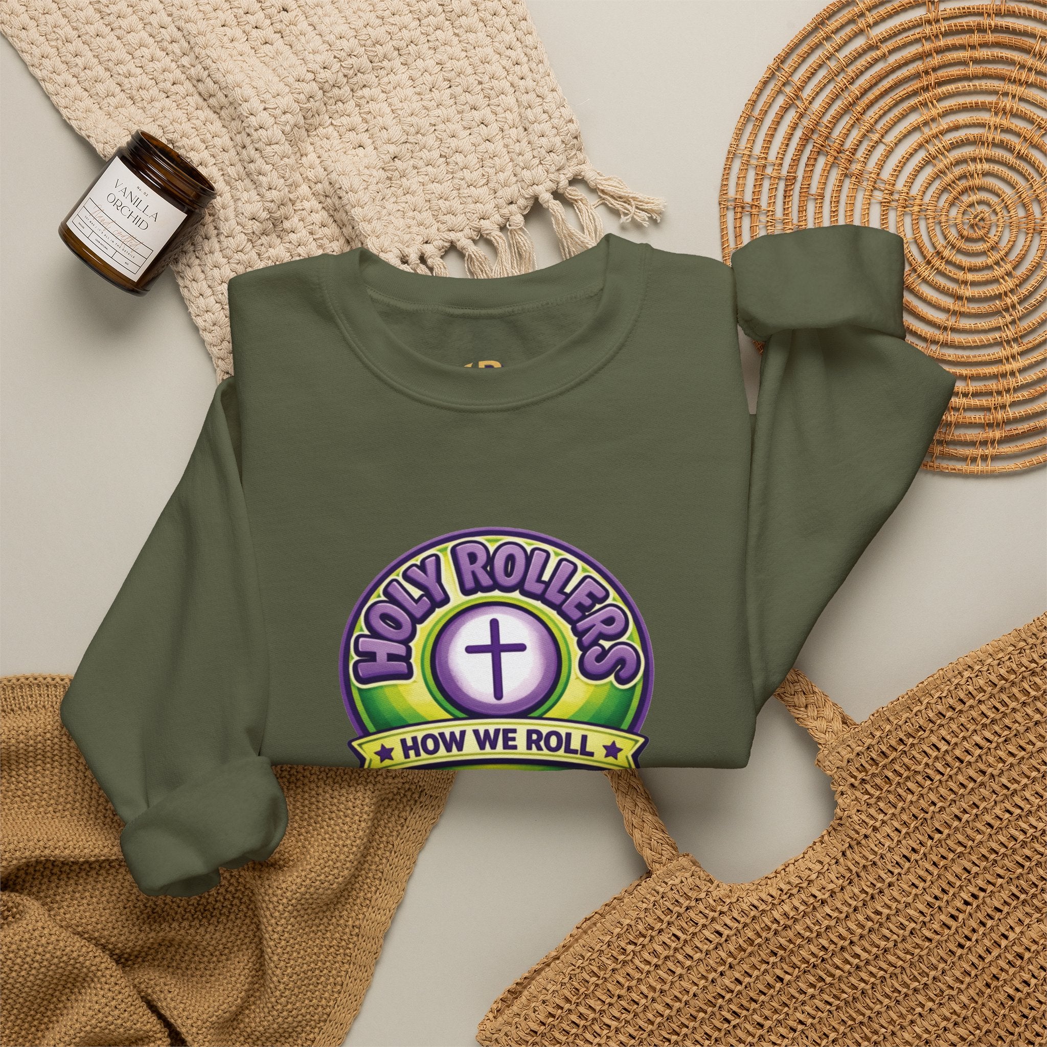 Holy Rollers Christian apparel: Holy Rollers How We Roll sweatshirt | Christian faith crewneck