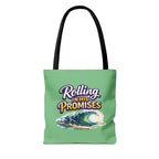 Christian Tote Bag — "Rolling in His Promises" / Holy Rollers Design