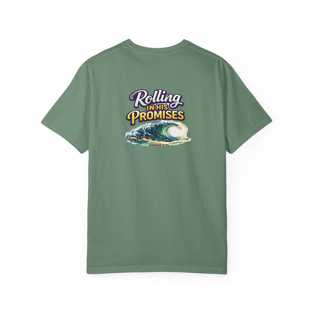 Holy Rollers Christian apparel thumbnail: Rolling in His Promises Holy Rollers T-shirt | Joyful Faith Christian Message