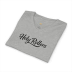 Holy Rollers word-logo t-shirt | Holy Rollers How We Roll V-neck