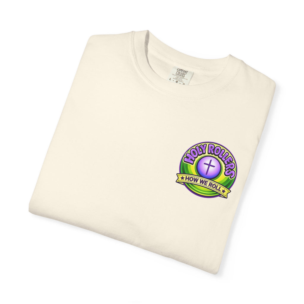 Holy Rollers Christian apparel thumbnail: Rolling in His Promises Holy Rollers T-shirt | Joyful Faith Christian Message