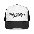 Holy Rollers Foam Trucker Hat | Script Logo, Colored Visor & Mesh on White