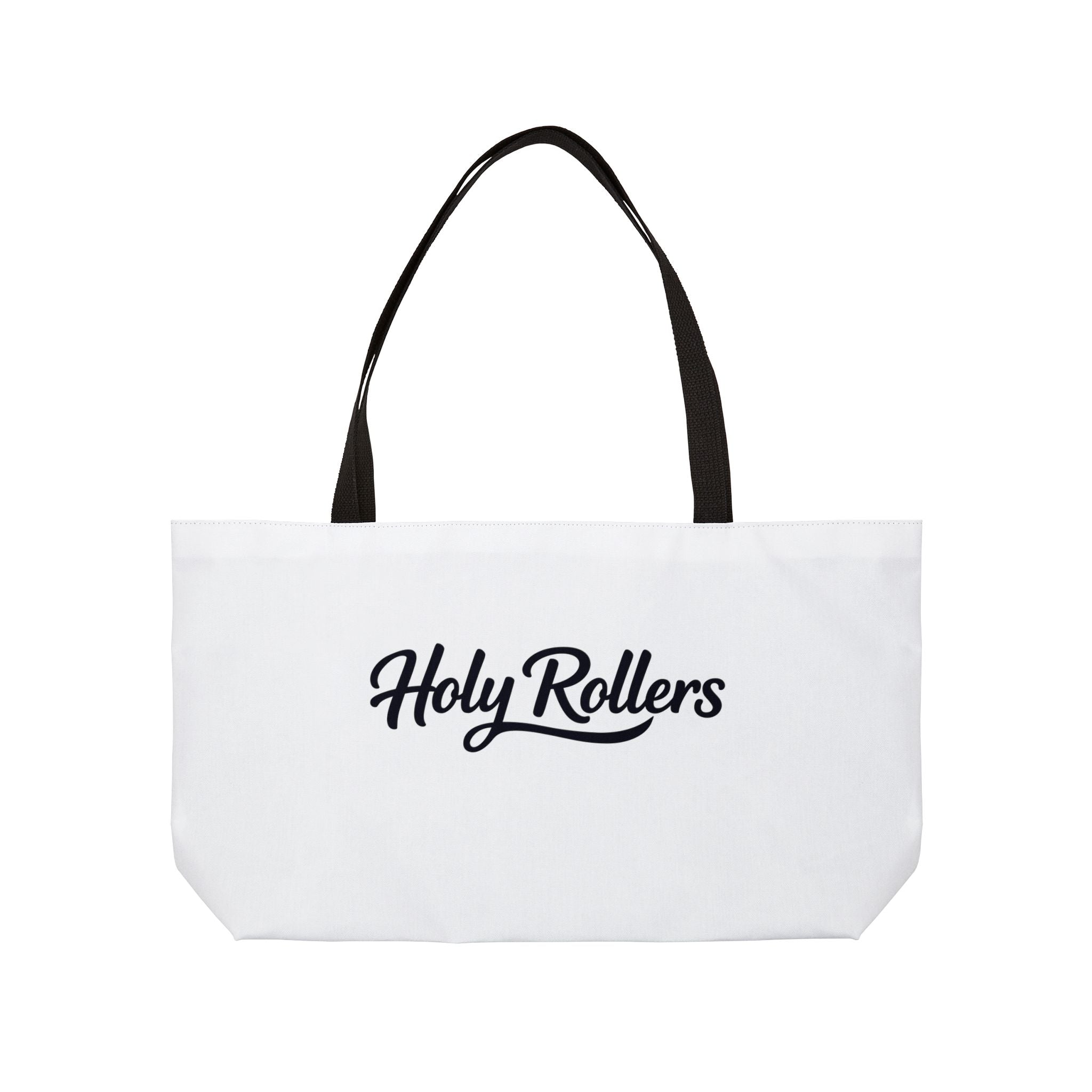 Holy Rollers Christian apparel: Holy Rollers Weekender Tote Bag | Rolling in His Promises Scripture Wave