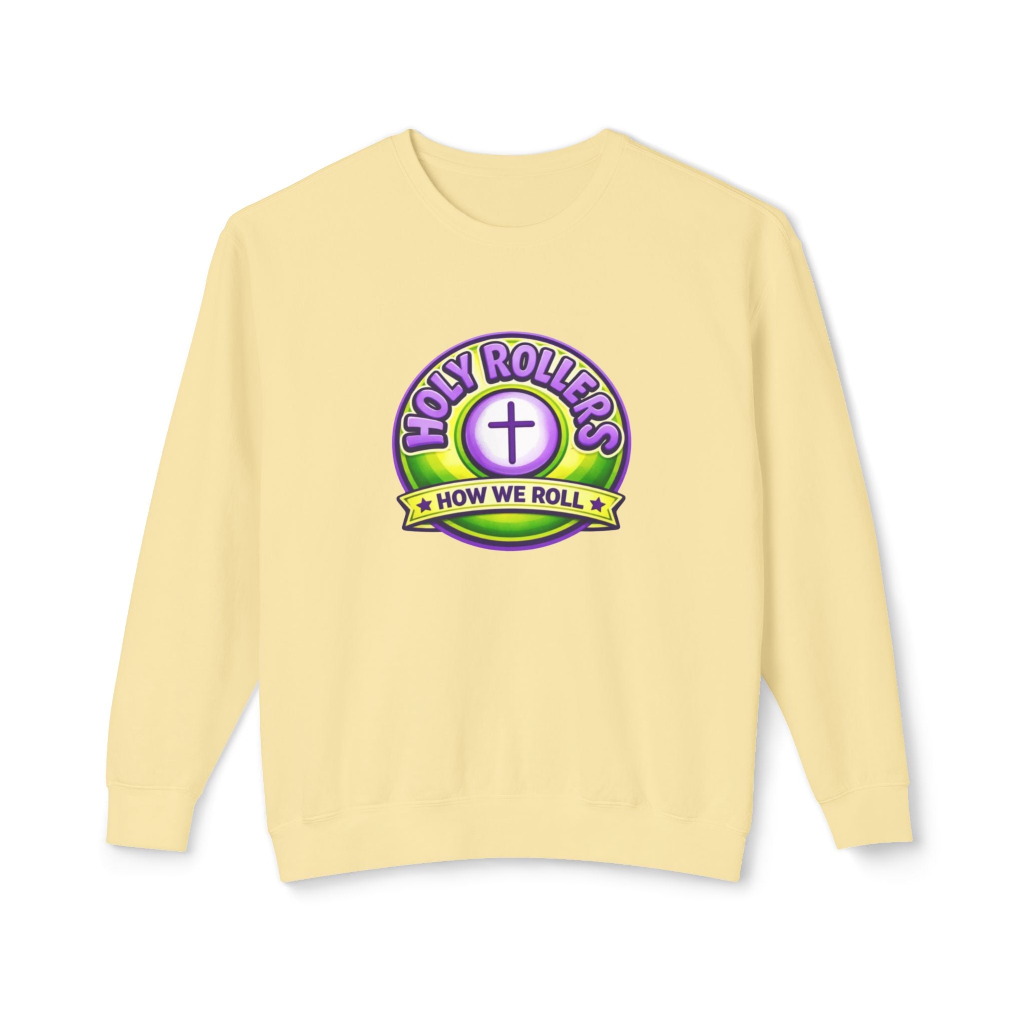 Holy Rollers Christian apparel: Holy Rollers Cross logo sweatshirt | Faith Over Fear graphic sweatshirt
