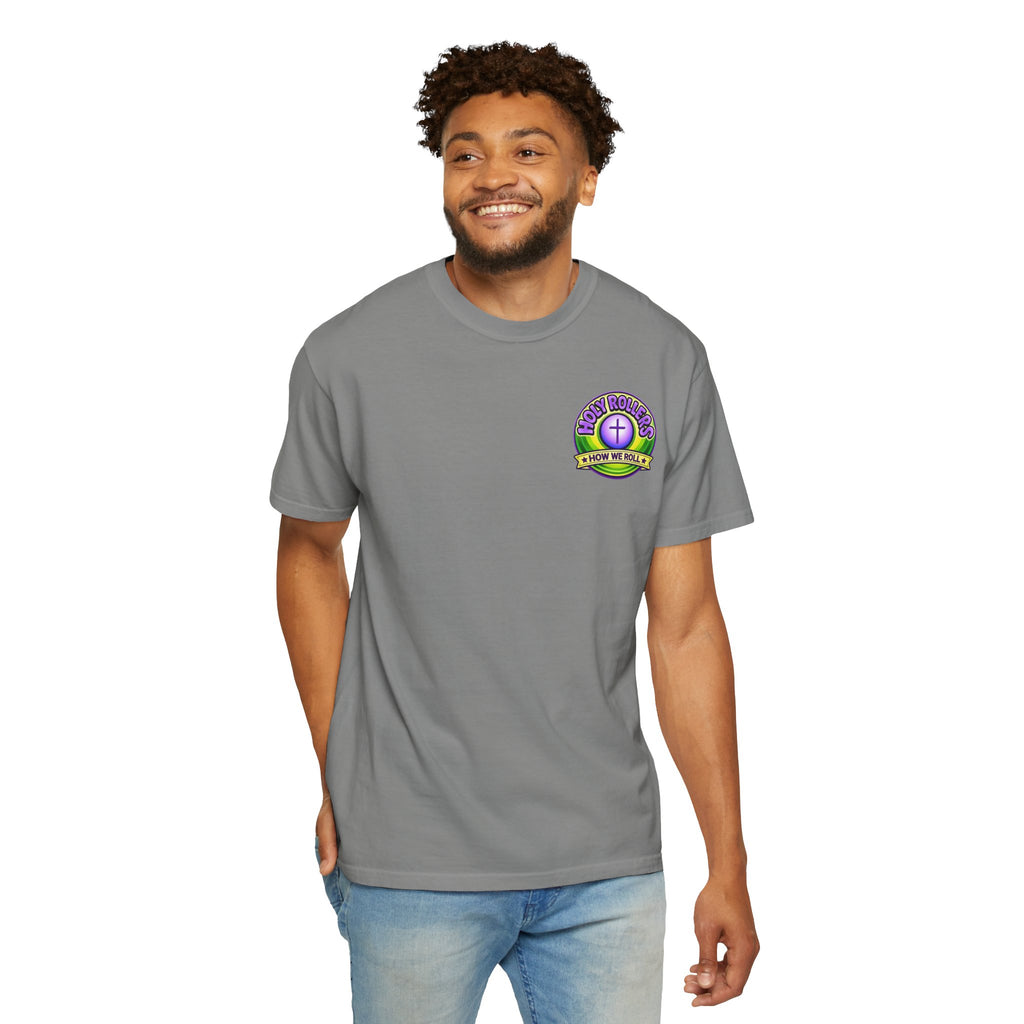 Holy Rollers Christian apparel thumbnail: Rolling in His Promises Holy Rollers T-shirt | Joyful Faith Christian Message