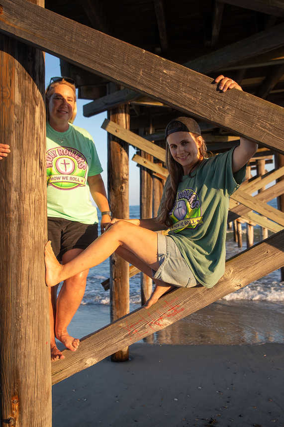 Friends posing in casual Holy Rollers style