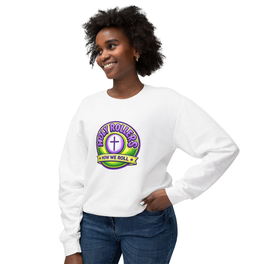 Holy Rollers Christian apparel thumbnail: Holy Rollers Cross logo sweatshirt | Faith Over Fear graphic sweatshirt