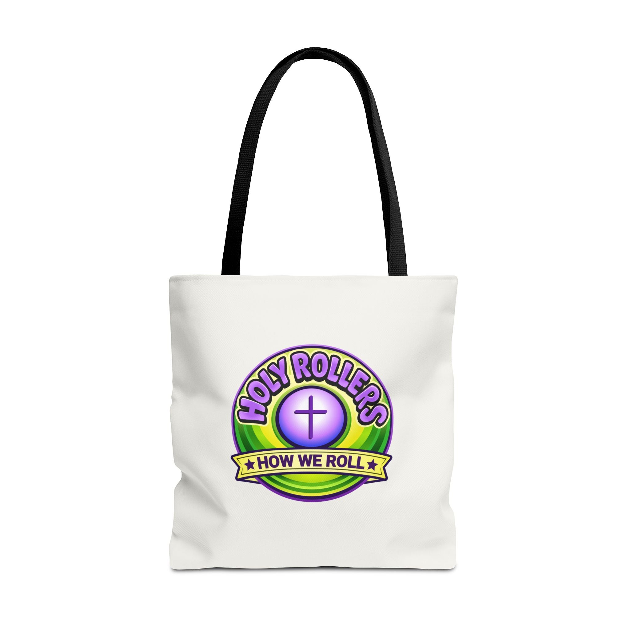 Holy Rollers Christian apparel: Christian Tote Bag — "Walk by Faith" / "Holy Rollers" Inspirational Canvas Tote