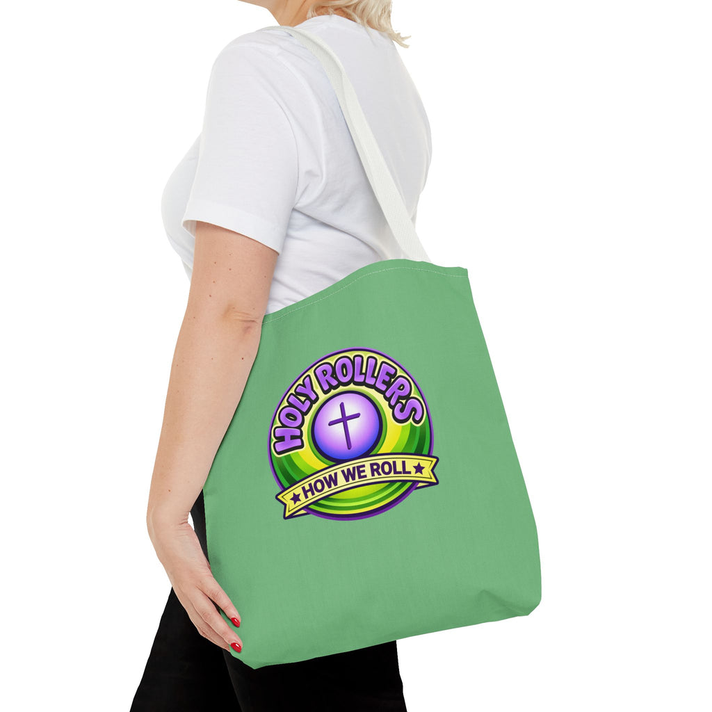 Holy Rollers Christian apparel thumbnail: Christian Tote Bag — "Rolling in His Promises" / Holy Rollers Design