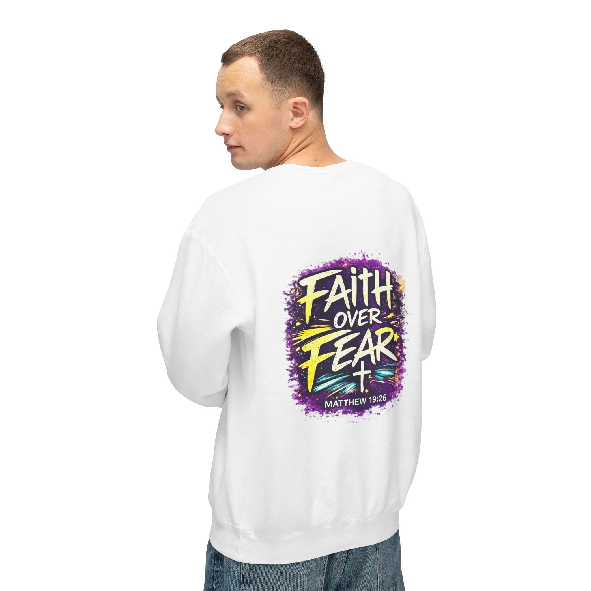 Holy Rollers Christian apparel: Holy Rollers Cross logo sweatshirt | Faith Over Fear graphic sweatshirt
