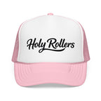 Holy Rollers Foam Trucker Hat | Script Logo, Black & White Mesh