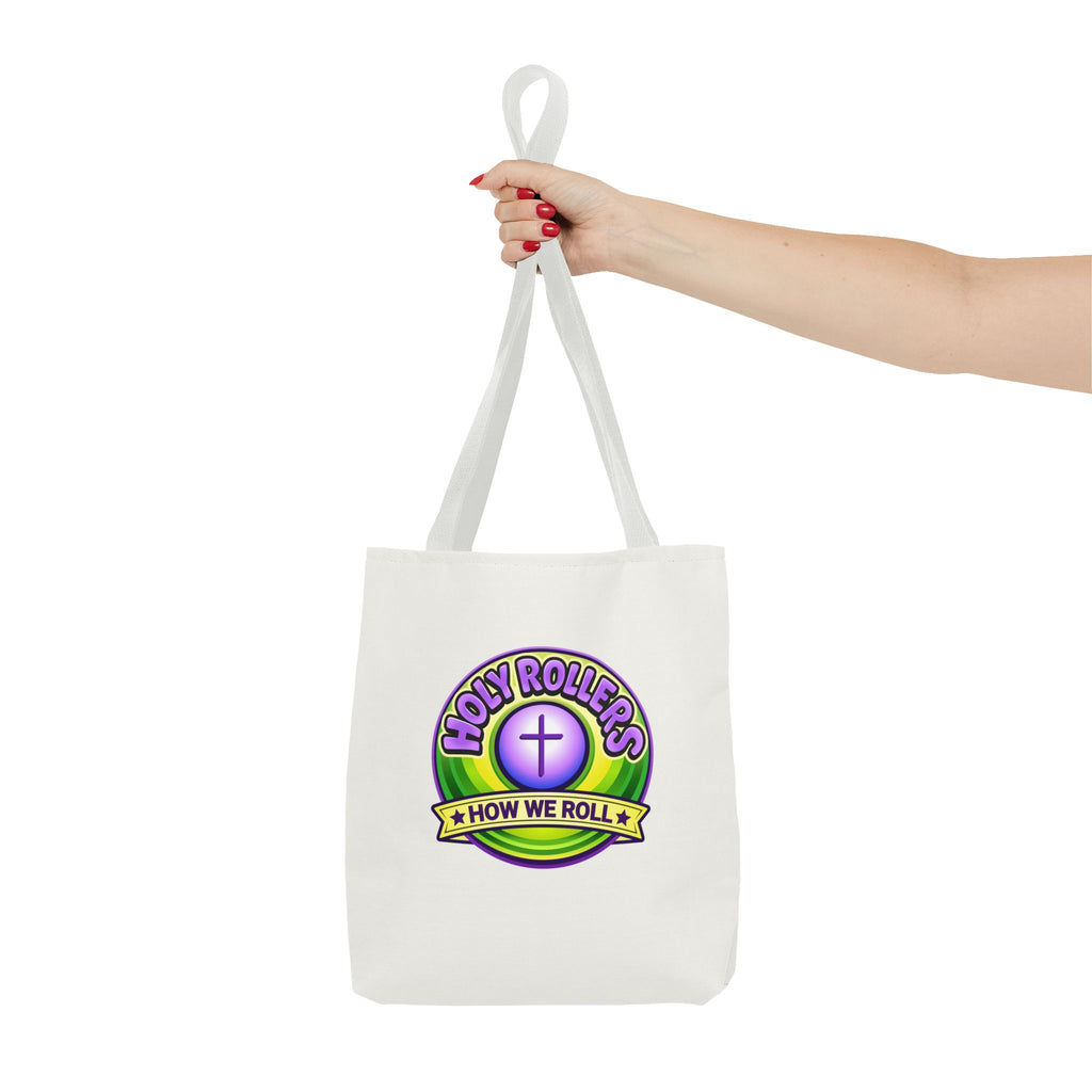Holy Rollers Christian apparel thumbnail: Christian Tote Bag — "Walk by Faith" / "Holy Rollers" Inspirational Canvas Tote