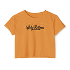 Women's Crop Top — "Holy Rollers" Front & "Not Perfect Just Forgiven" Back Christian Festival Tee