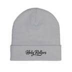 Embroidered 'Holy Rollers' Knit Beanie — Cozy Script Winter Hat