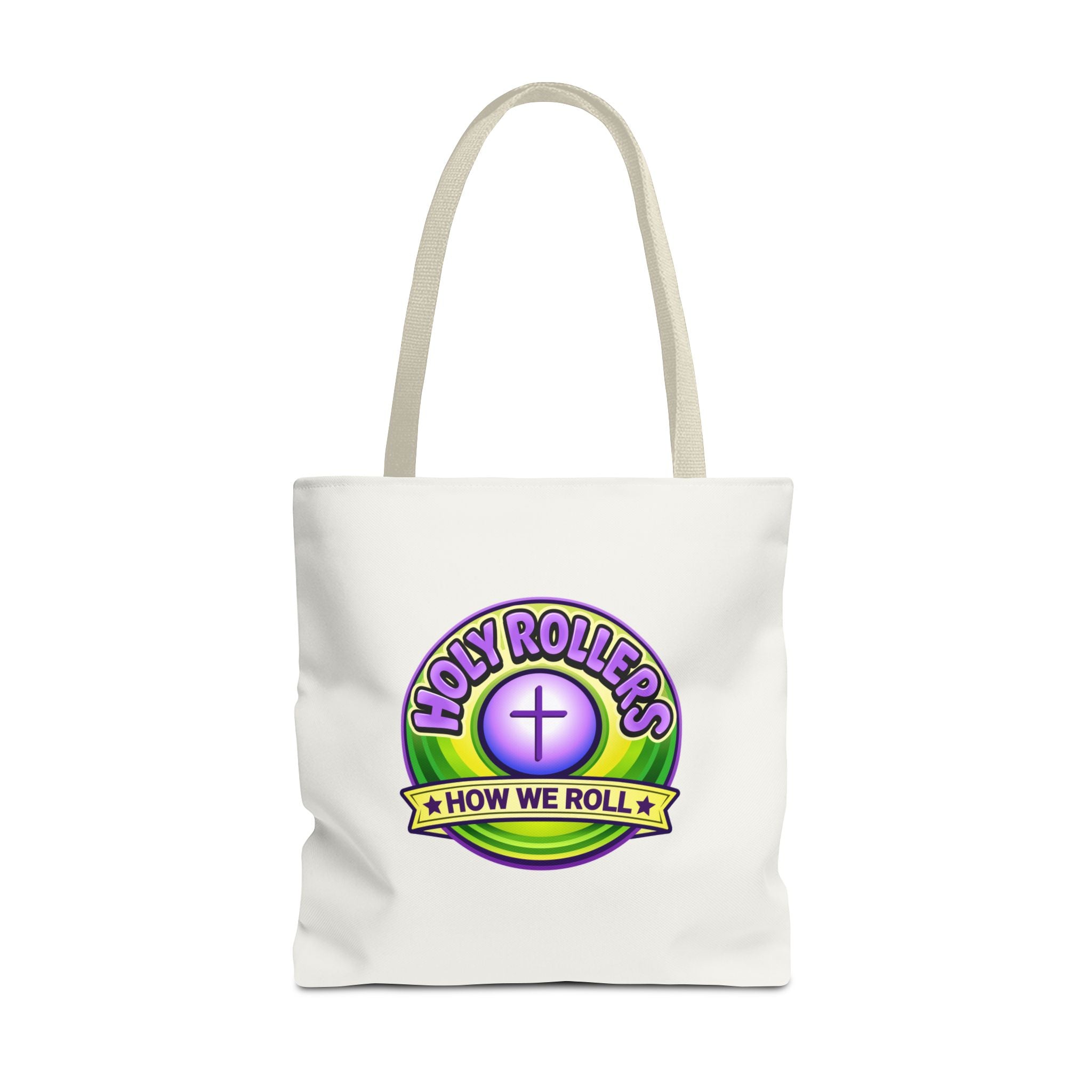Holy Rollers Christian apparel: Christian Tote Bag — "Walk by Faith" / "Holy Rollers" Inspirational Canvas Tote