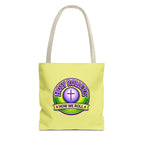Christian Tote Bag — "Saved By Grace" / "Holy Rollers" Inspirational All-Over Print