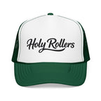 Holy Rollers Foam Trucker Hat | Script Logo, Colored Visor & Mesh on White