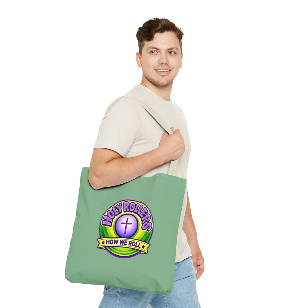 Holy Rollers Christian apparel thumbnail: Christian Tote Bag — "Rolling in His Promises" / Holy Rollers Design