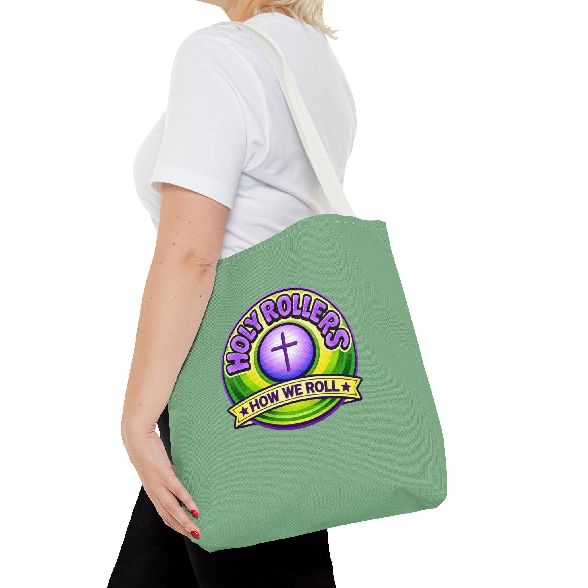 Holy Rollers Christian apparel: Christian Tote Bag — "Rolling in His Promises" / Holy Rollers Design