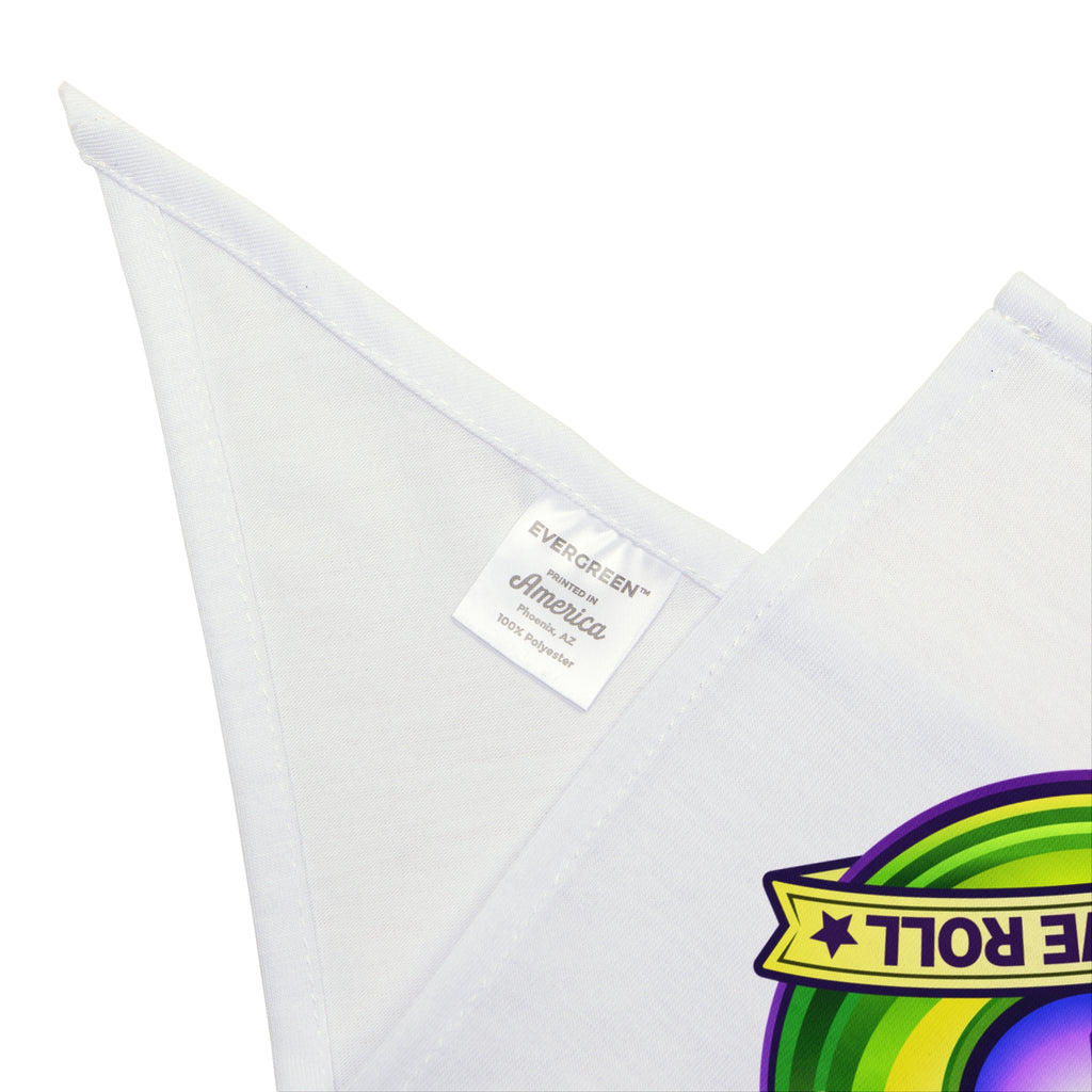 Holy Rollers Christian apparel thumbnail: Pet Bandana — "Holy Rollers: How We Roll" Purple & Green Logo Dog Bandana