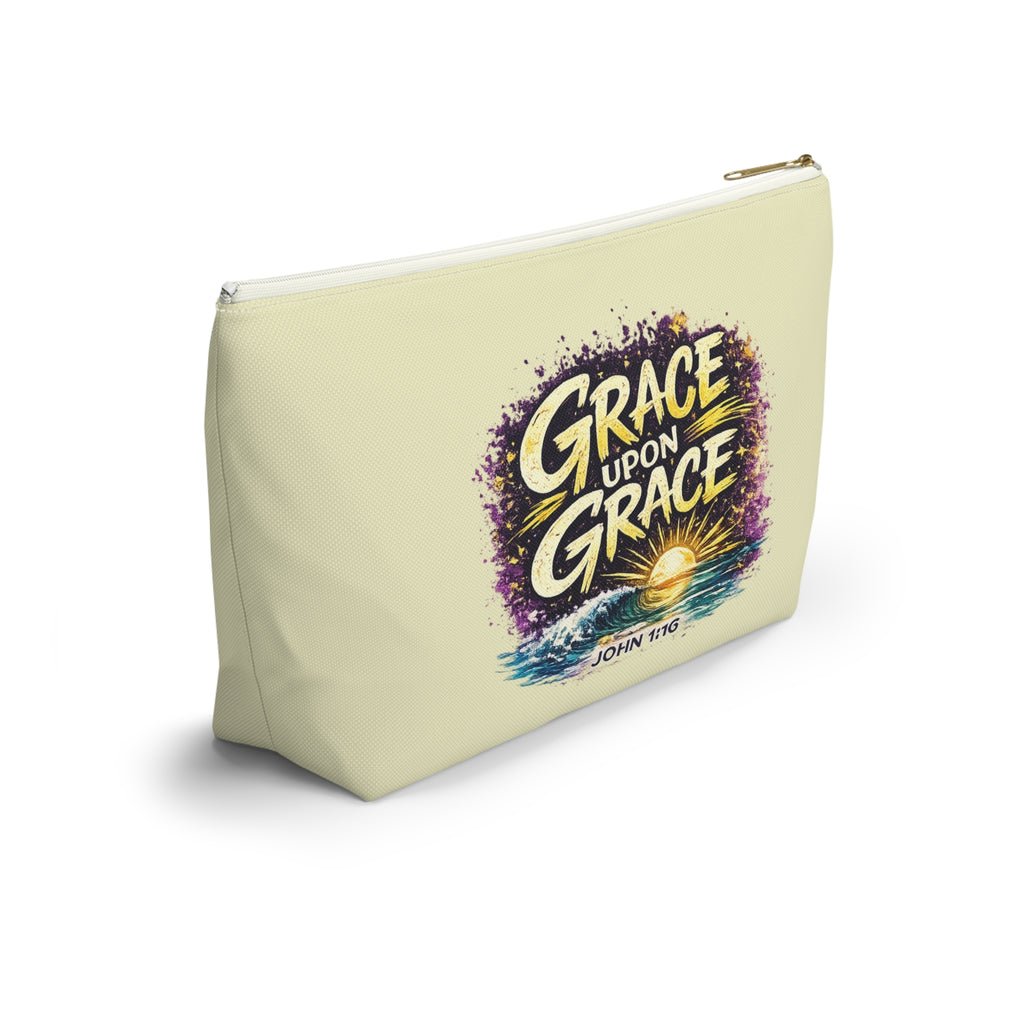 Holy Rollers Christian apparel thumbnail: Grace Upon Grace Accessory Pouch — 'Holy Rollers' Christian Makeup & Travel Bag