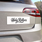 Holy Rollers Script Car Magnet — Black & White Vinyl Auto Sticker