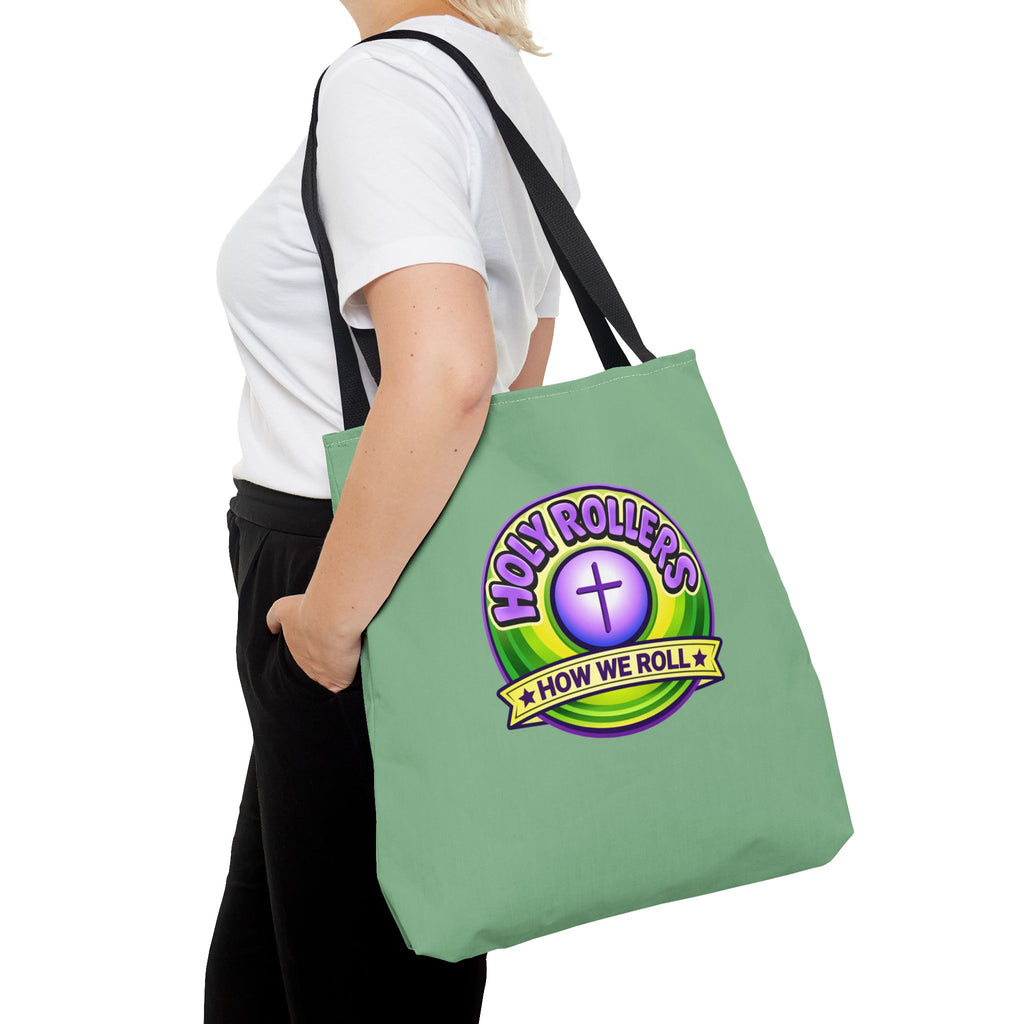 Holy Rollers Christian apparel thumbnail: Christian Tote Bag — "Rolling in His Promises" / Holy Rollers Design