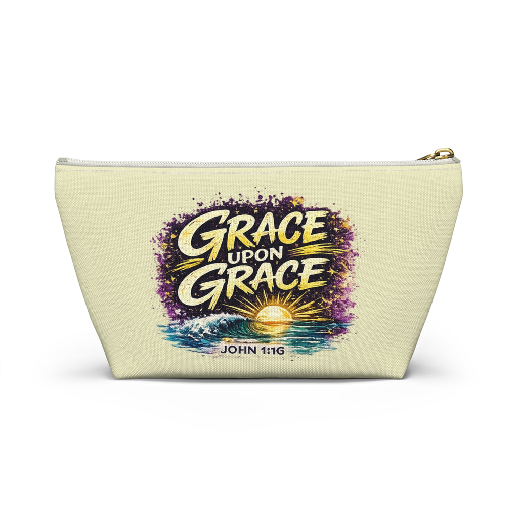 Holy Rollers Christian apparel thumbnail: Grace Upon Grace Accessory Pouch — 'Holy Rollers' Christian Makeup & Travel Bag