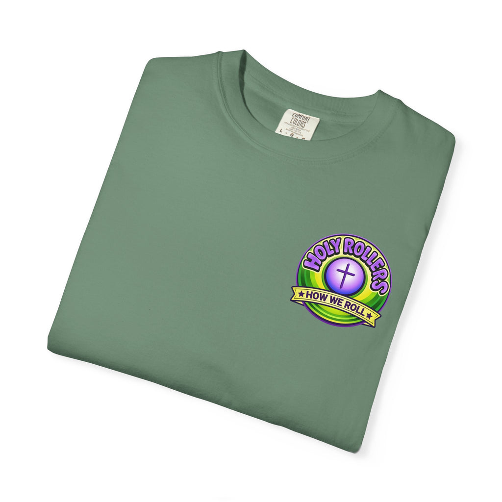 Holy Rollers Christian apparel thumbnail: Rolling in His Promises Holy Rollers T-shirt | Joyful Faith Christian Message