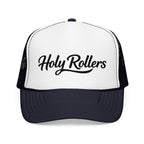 Holy Rollers Foam Trucker Hat | Script Logo, Black & White Mesh